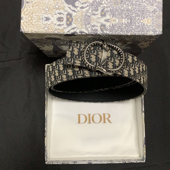 Dior Black and Gray Patterned Belt - Picture 1 of 4